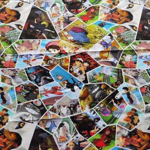 Cartoon Totoro Cats and Friends 100% Cotton Fabric for Boy Clothes Bedding Set Hometextile Cushion Cover Backpack DIY