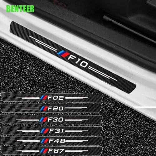 M Performance Carbon Fiber Car Door Sills Guard Stickers For BMW F01 F02 F10 F20 F30 F31 F32 F48 F87