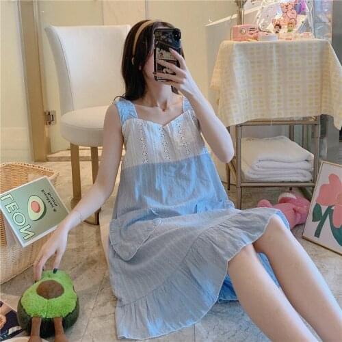 Cute Women Sleepshirt Loose Casual Nuisette Pure Cotton Sweet Lace Princess Nightdress Fresh Sweet Home Service Sexy Nightwear
