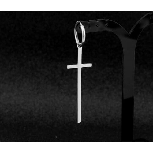 2020 Fashion Men Women Metal stainless steel Cross Ear Studs Earrings Party Punk Earring long Jewelry kpop Korea