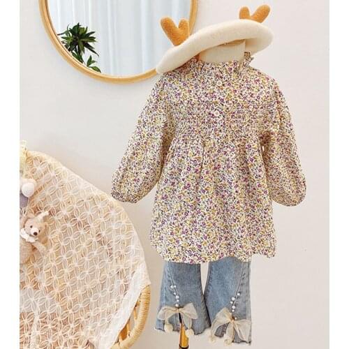 Soft Breathable Girls Floral Shirt Spring Fall Long Sleeve Kids Shirt for Girls Clothes Toddler Blouse Casual Children Shirt