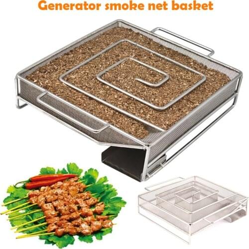New Square Stainless Smoke Generator For BBQ Grill Or Smoker Wood Dust Hot And Cold Smoking Salmon Bacon Meat Burn Bbq Tools