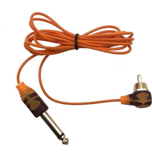 New Ultra Light 90 Degree Right Angled Tattoo RCA Cord Clip Cord with Thin Silicone Cable