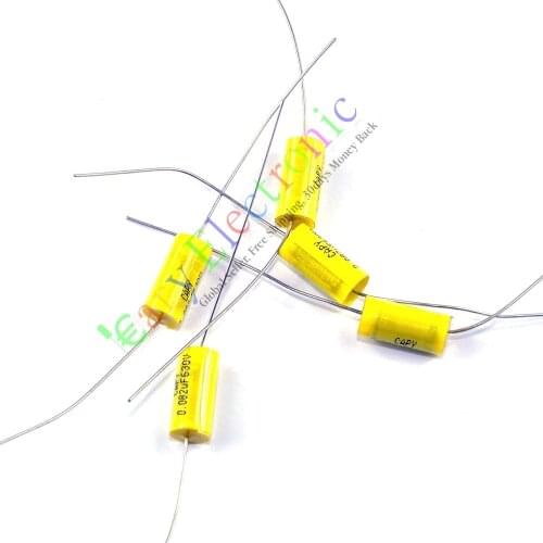 Wholesale and retail 50pc yellow long leads Axial Polyester Film Capacitor 0.082uF 630V fr tube amps free shipping