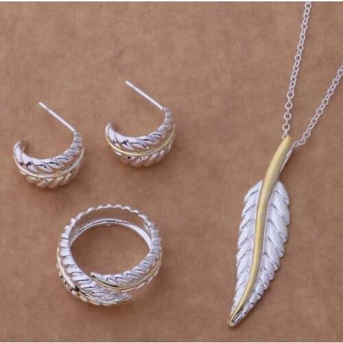 AS131 Wholesale Silver Plated Lovely Free Shipping Fahion Jewelry Sets Earring 152 + Necklace 305 + Ring 264 /dnxamfea