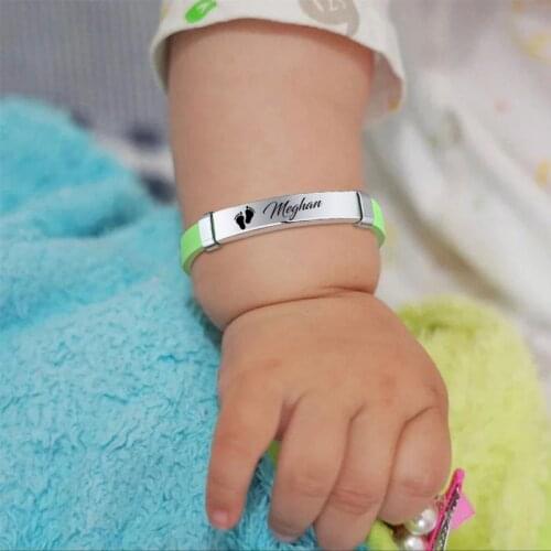 Personalized Name Child ID Baby Bracelet, Custom Engraved Silicone Identity Kids Wristbands ,safety Adjustable Girl Boy Gift