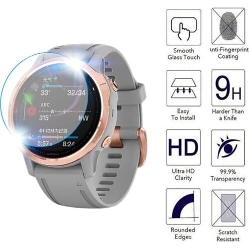 2pcs Tempered Glass Film For Garmin Fenix6 6S 6X 5 5S 3 HR/Vivoactive3/Forerunner245 645 945 45/instinct Watch Screen Film Cover