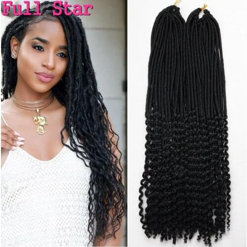 Full Star Faux Locs Curly Ends Crochet Braids Hair Soft End Black Brown Bug Natural Synthetic Hair Extension For Women Locks