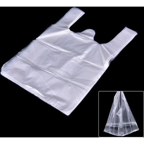 52pcs Transparent Bags Shopping Supermarket Plastic Bags With Handle Food Packaging 20*30cm Wholesale