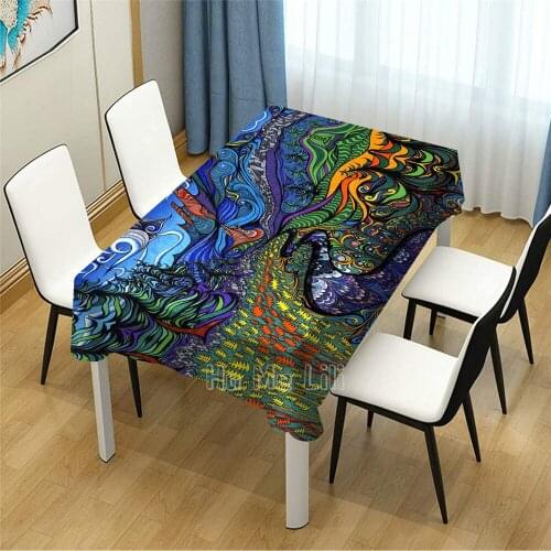 Psychedelic Natural Landscape Design Rectangle Tablecloth Picnic Bbq Kitchen Dining Decoration
