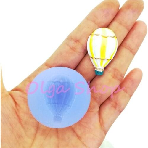 PYL872 31.2mm x 21.6mm Hot Air Balloon Silicone Mold Fondant Cake Decoration Candy Resin Clay Earrings Necklace Craft Soap Candl