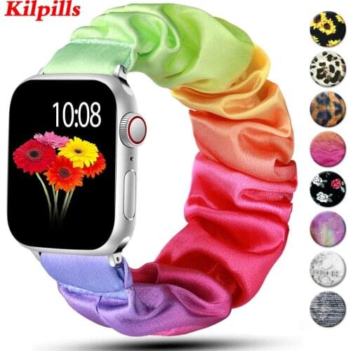 Scrunchie Strap for Apple watch band 40mm 44mm 42mm 38mm 42 mm Elastic Nylon Solo Loop bracelet iWatch series 6 5 4 3 se band