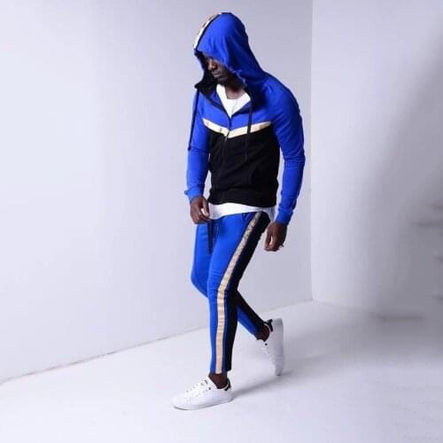 Seven Joe Men Causal gym workout patchwork sets hoodies+sweatPants 2Pc Tracksuit Sportwear Hoodies Sweatshirt &Pant Suit