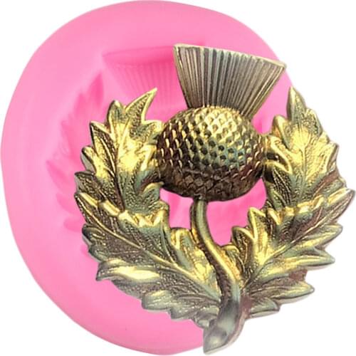 Thistle Scottish Flower Silicone Molds Relief Cupcake Topper Fondant Cake Decorating Tools Jewelry Resin Candy Chocolate Moulds