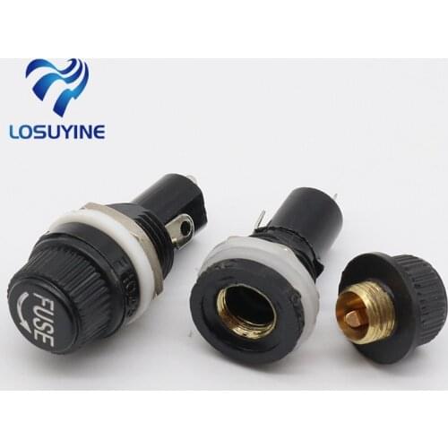5pcs/lot 5*20mm glass fuse holders 5x20 black insurance tube socket fuse holder for 5*20 insurance Panel Mount Fuse Holder