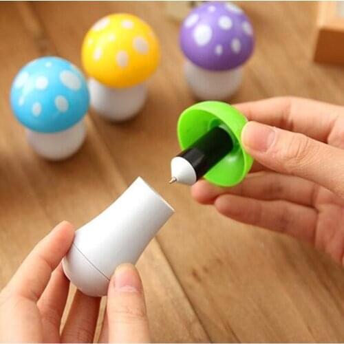 Creative Cartoon Mushroom Retractable Ballpoint Pen Students Writing Ball Point Pens Kids Christmas Party Favors Gift Halloween