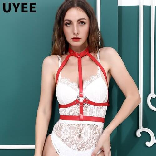 UYEE Leather Lingerie Harness Women Body Sexy Bondage Garters Belt Punk Goth Stockings Crop Top Suspenders Straps Bdsm Belt