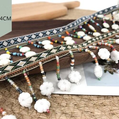 4CM Width Heavy work plum decoration hanging beads lace national wind lace ribbon diy clothing accessories