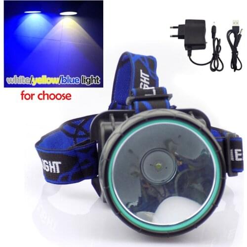 High power Led Mining Headlamp Light MinerS Headlamp Head Lamp Torch White Yellow Blue fishing light Rechargeable with Battery