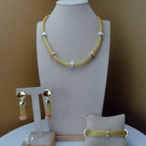 Yuminglai High Quality African Simple Design Necklace and Earrings Jewelry Set for Women FHK9641