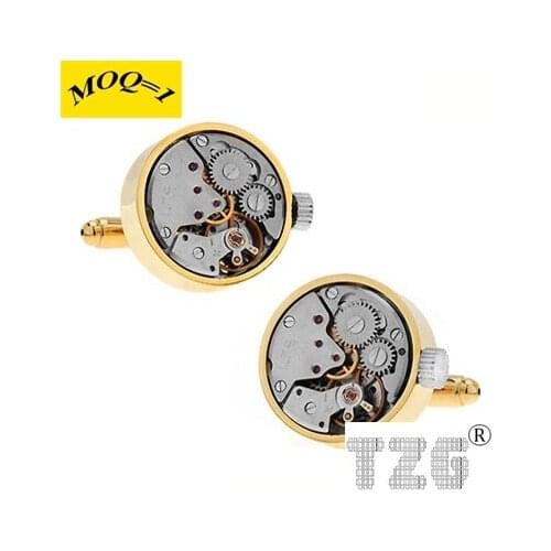 TZG09804 Clock Mechanism Cufflink Cuff Link 1 Pair Free Shipping Promotion