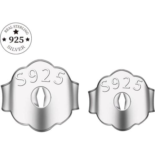 925 Sterling Silver Blocked Caps Earring Backs Stopper Scrolls Ear Post Butterfly For DIY Jewelry Ear Accessory Making