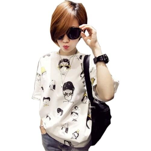 T shirt women new Korean summer strange print cartoon casual short-sleeved T-shirt wholesale tshirt vestidos ropa mujer T038