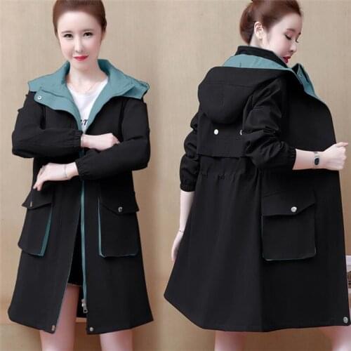 Women Jacket 2021 New spring autumn windbreaker jacket fashion Casual jacket Streetwear Mid-Length Windbreaker Woman Coat