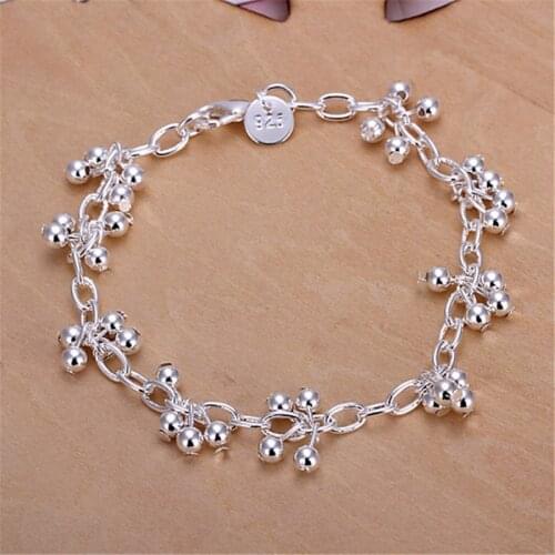 Hot Beautiful Elegant wedding for women silver Plated chain Bracelet Charm beads fashion gorgeous jewelry engagement JSH085