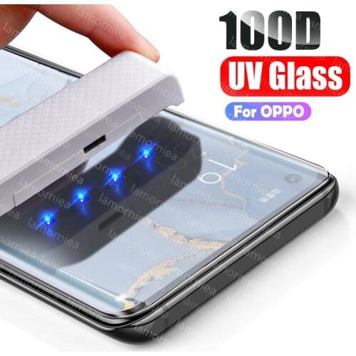 Lamorniea UV Liquid Glue Glass For OPPO Reno 3 Pro UV Glue 100D Screen Protector For OPPO Find X Realme X2 5 Pro Reno 2 Z 3 Pro