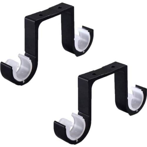 2pcs Double Curtain Rod Brackets Window Hardware Hook Holder Hanger Home Decor