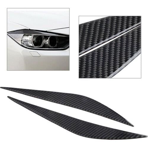 2PCS Carbon Fiber Style Car Headlight Eyebrow Eyelid Cover Trim For BMW F30 3 Series 2013 014 2015 2016 2017 2018
