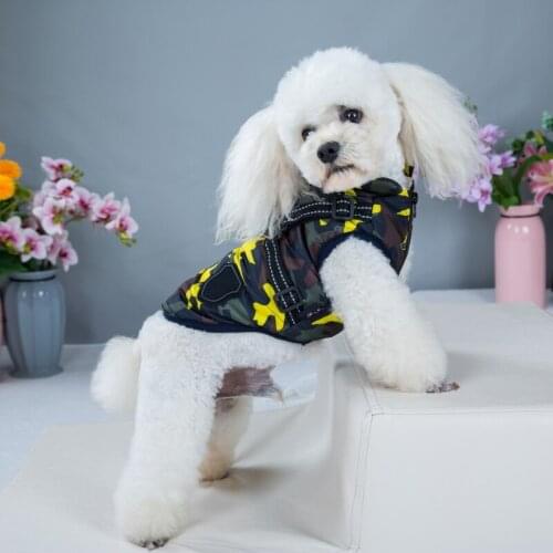 2 In 1 Dog Clothes Jacket Durable Chest Strap Harness Pet Winter Skiing Costume Outfit Thicken Warm Dog Coat