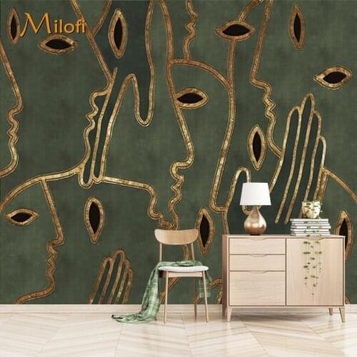 Customized 3D Wallpaper Face Line Painting Wallpaper Mural Bathroom Wallpaper Movable Portrait 3D Wallpaper