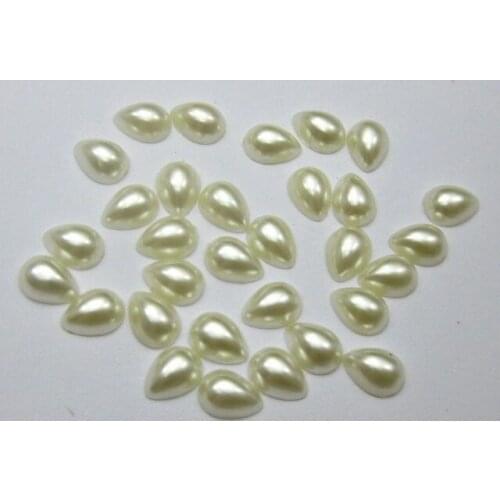 500 Ivory Tear Drop Half Pearl Bead 6X8mm Flat Back Scrapbook Craft