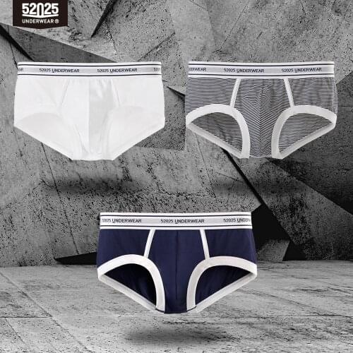 52025 Men Anti-slip Briefs 3-Pack Cotton Modal Sexy Men Underwear Breathable Comfortable Close-fit Briefs Eco-friendly Underwear