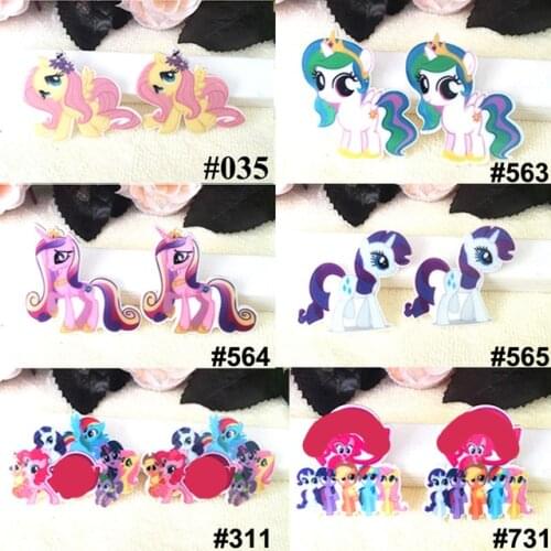 60pcs Mixed Cartoon Little Horse Flatback Resin Planar Cute Unicorn Resin Cabochon DIY Craft Embellishments For Scrapbooking