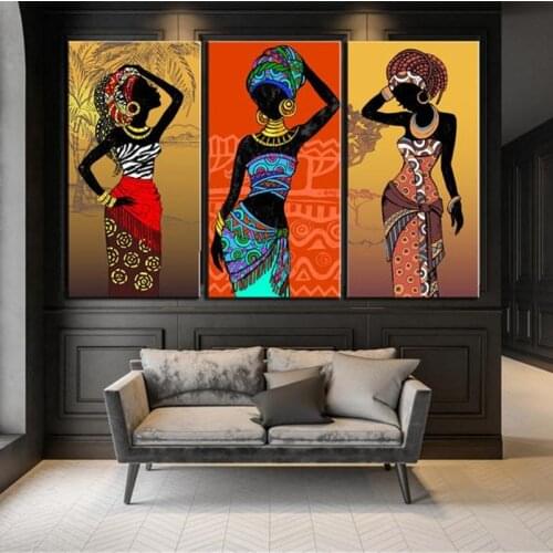 African black girl artwork colorful pattern print canvas painting decorative painting decorating the room and living room