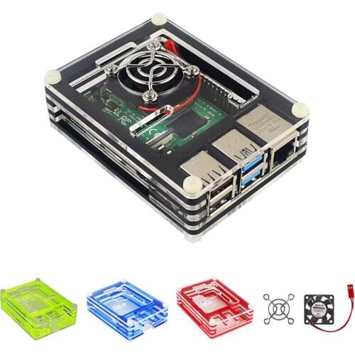 Raspberry Pi 4 Acrylic Case 9-layer Raspberry Pi 4B Case Box Black and Transparent Enclosure + Cooler for Raspberry Pi 4 Model B