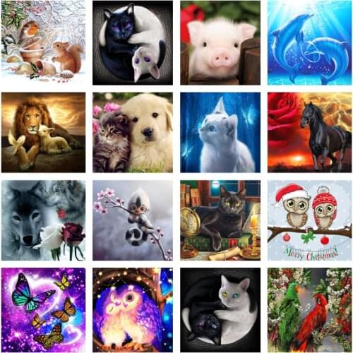 5D DIY Diamond Painting Round Full Drill Diamond Embroidery Mosaic Animal Picture Cats Cross Stitch Kits Handicrafts Home Decor