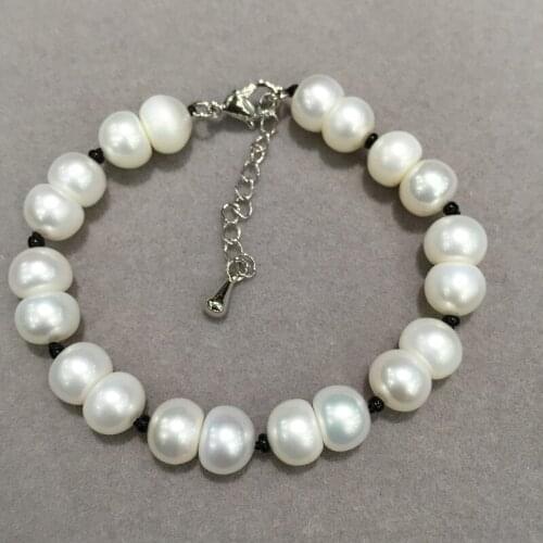 8-9MM White Natural Fresh water Pearl Bracelet peanut Shape trendy women Jewelry Casual free Shipping Baroque