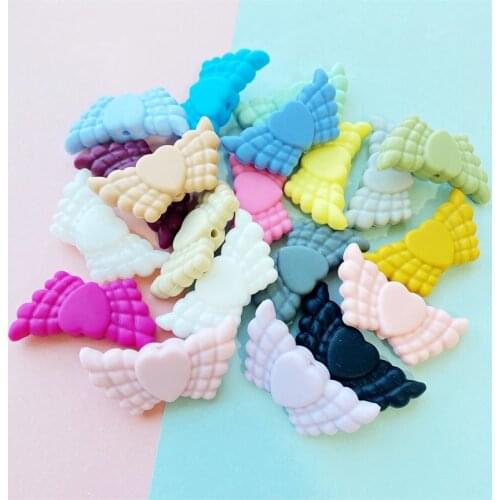 50/100/200pcs wings silicone Beads Handmade Chew DIY Nursing Jewelry Organic Teething Bracelet beads