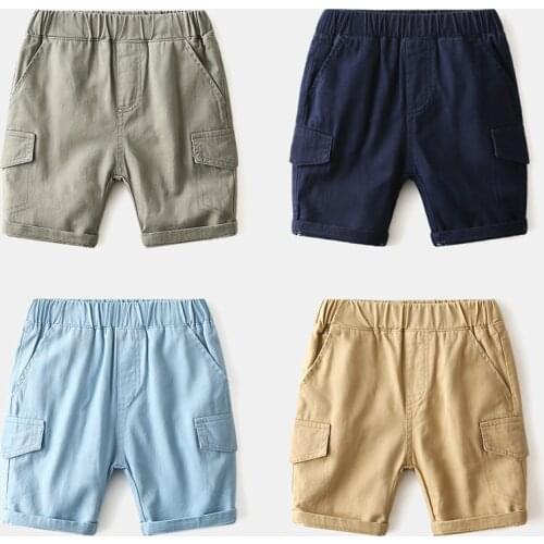 Kids Boys Shorts 2021 Summer Baby Boy Casual Short Pants Kid 100% Cotton Solid Color Pant Childrens Clothing For 2-7 Years