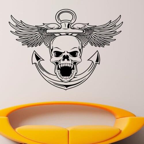 Design Boys Favourite Wall Stickers Skull Nautical Anchor Wall Art Decal Ocean Sea New Style Vinyl Murals Removable Decor M532