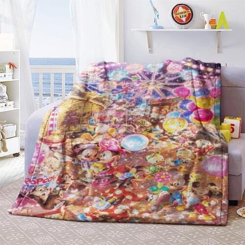 Disney Mickey Minnie Series Design Comfortable Soft Blanket Cartoon Cute Girl Boys Childrens Gift Home Textile Sofa Bedding