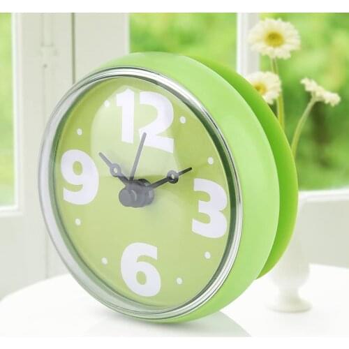 Exquisite Waterproof Suction Wall Window Mirror Bath Shower Clock Bathroom Accessories for Bathroom Kitchen