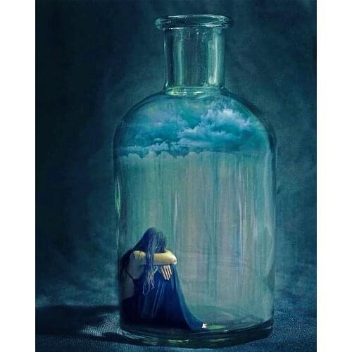 "Woman in a Bottle" picture DIY digital painting by number painting Christmas birthday unique gift