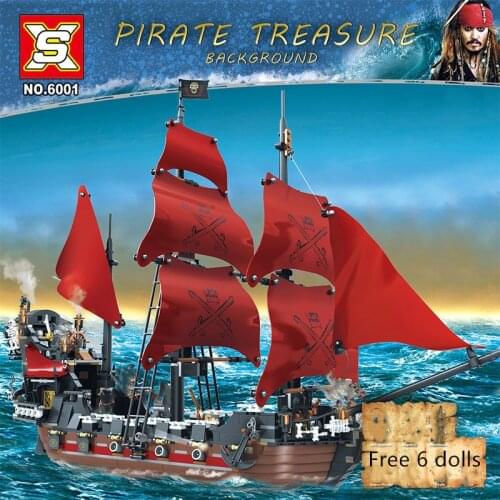 Pirates Of The Caribbean Series Queen Annes Revenge Black Pearl Pirate Ship Building Blocks Disney Ship Childrens Gifts
