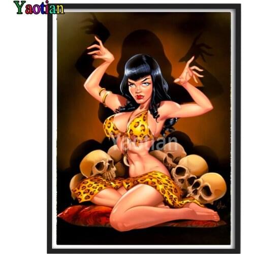 Round diamond painting Fantasy sexy woman skull full square drill diamond embroidery rhinestone painting diamond mosaic pattern