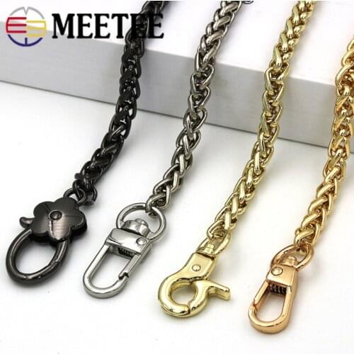 Meetee 6mmX100/110/120cm Bag Metal Chain Strap Various Hook Buckle Chain DIY Handbag Replacement Snap Buckles Strap Accessories